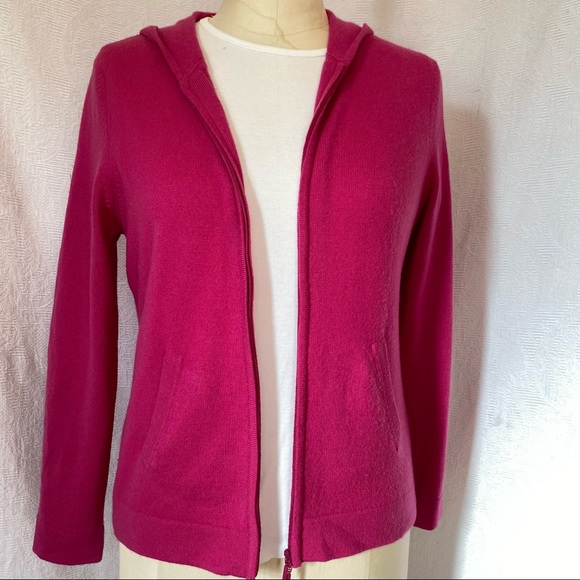 Lord&Taylor S/M hot pink zip front sweater - Picture 4 of 8
